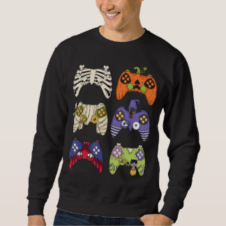 メンズハロウィーンスケルトンゾンビゲームコントローラM スウェットシャツ