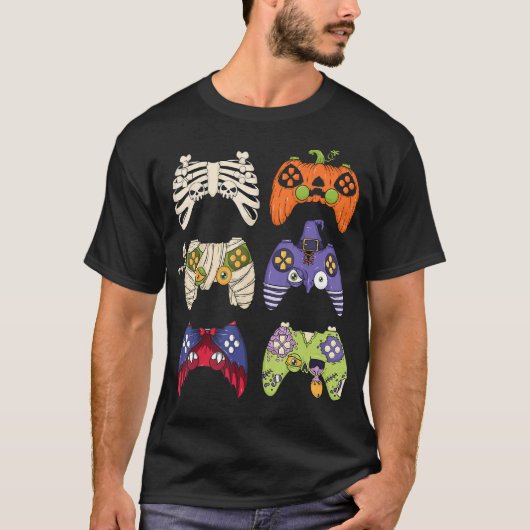 メンズハロウィーンスケルトンゾンビゲームコントローラM Tシャツ (正面)