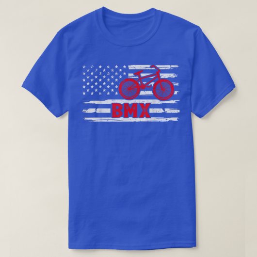 メンズバイクスタントレースUSA国旗BMXライダー  Tシャツ (デザイン正面)