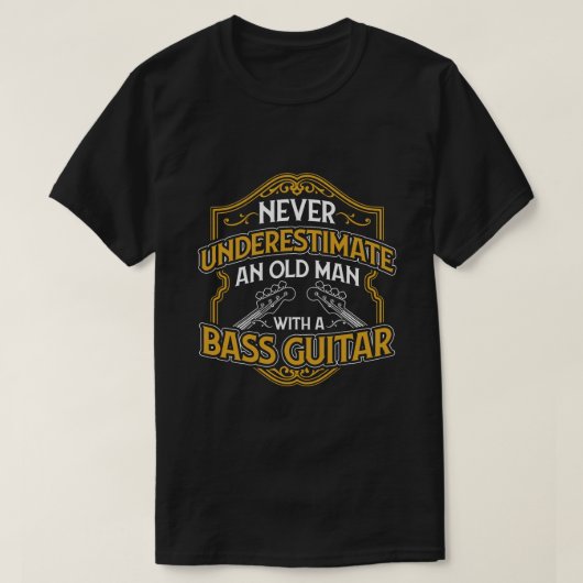 メンズバスギターメンズオールドマン Tシャツ (デザイン正面)