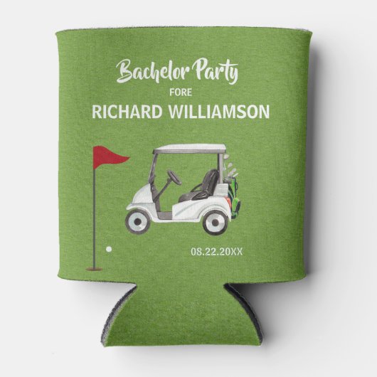 メンズバチュラーパーティゴルフテーマ名日付 缶クーラー (正面)