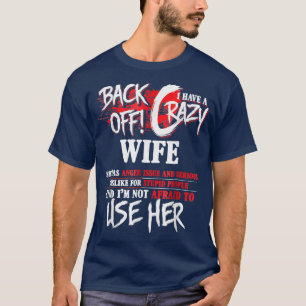 メンズバックオフ私は妻熱狂するギフトおもしろいアイディアM Tシャツ