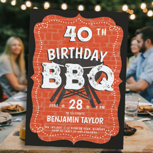 メンズバックヤード誕生日BBQパーティーブ素朴ラック 招待状