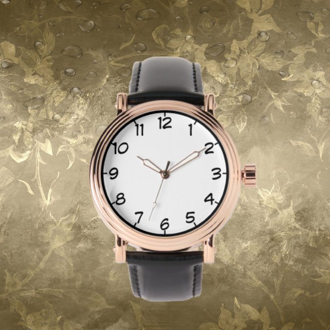 メンズバラ金ゴールドヴィンテージウォッチブラックレザーストラップ 腕時計 (クリエイターアップロード済み)