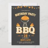 メンズバースデーパーティーアイディアバックヤードBBQ 素朴 招待状 (正面)