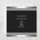 メンズバースデーパーティーメタルクロムブラックシルバー40th 招待状 (裏面)