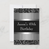 メンズバースデーパーティーメタルクロムルックイメージ 招待状 (正面)