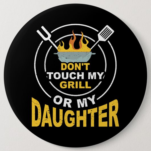 メンズバーベキューマスターバーベキューエプロンBBQグリル 缶バッジ (正面)