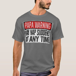 メンズパおもしろいパ警告標識が突然昼寝する Tシャツ
