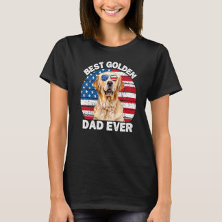 メンズパトリオティックゴールデンパパアメリカンフラッグゴールデンレット Tシャツ