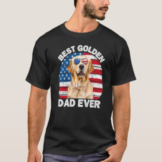 メンズパトリオティックゴールデンパパアメリカンフラッグゴールデンレット Tシャツ