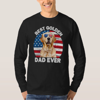 メンズパトリオティックゴールデンパパアメリカンフラッグゴールデンレット Tシャツ