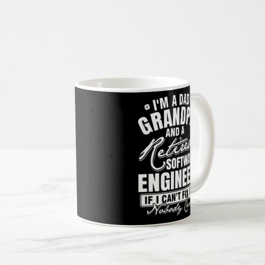 メンズパパのおじいちゃんとソフ退職したトエンジニア コーヒーマグカップ (正面右)