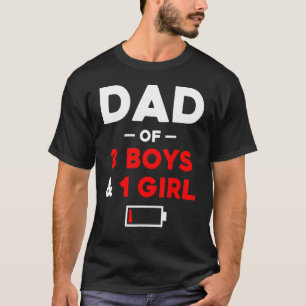 メンズパパの3男の子1女の子の低バッテリパパ 父の Tシャツ