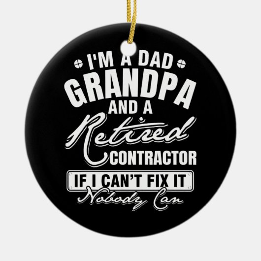 メンズパパグランドパ退職したと契約者おもしろい セラミックオーナメント (正面)
