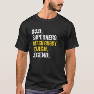 メンズパパスーパーヒーロービーチラグビーコーチユーモアおもしろい Tシャツ