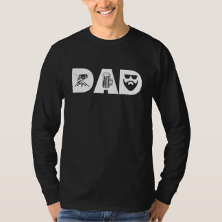 メンズパパファーザーズデイヒゲ魚釣りビアティー Tシャツ