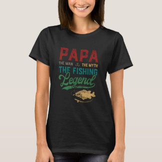 メンズパパマン神話魚釣りレジェンドおもしろい魚釣り Tシャツ