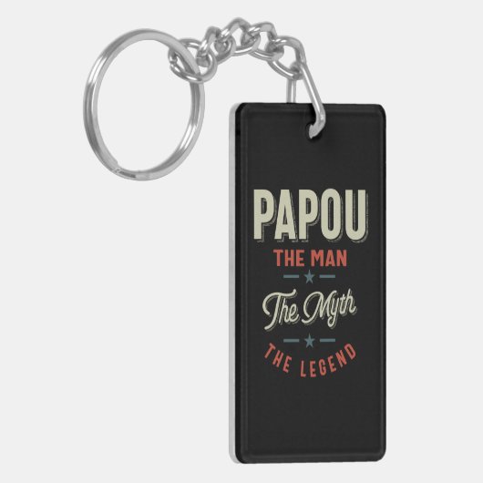 メンズパポウシャツギフト：男の神話の伝説 キーホルダー (正面左)
