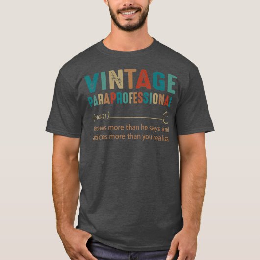 メンズパラプロフェッショナル名詞ヴィンテージレトロスタイル Tシャツ (正面)