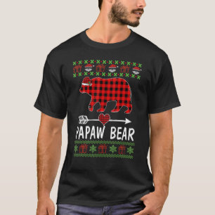 メンズパワベアーサンタレッドプレイドファミリーパジャマ Tシャツ