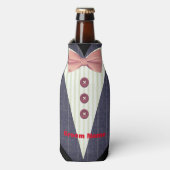 メンズパーソナライズされたツキシード新郎ボトルコール ボトルクーラー (ボトル正面)