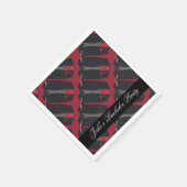 メンズパーソナライズされたブラックスーツ&レッドタイナプキンス スタンダードカクテルナプキン (角)