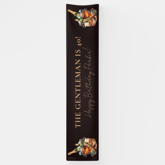 メンズパーソナライズされた誕生日ウィスキーと葉巻 横断幕 (縦)