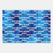 メンズパーソナライズ誕生日ことわざ3青 ラッピングペーパーシート (正面)