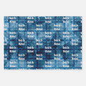 メンズパーソナライズ誕生日ことわざ3青 ラッピングペーパーシート (正面3)