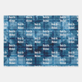 メンズパーソナライズ誕生日ことわざ3青 ラッピングペーパーシート (正面3)