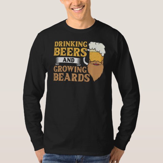 メンズヒゲとビール飲み髪の成長 Tシャツ (正面)