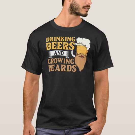 メンズヒゲとビール飲み髪の成長 Tシャツ (正面)