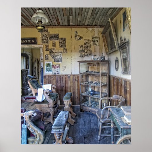 メンズビクトリアン理容師ショップインテリア ポスター (正面)