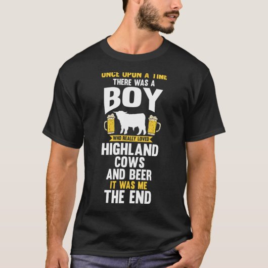 メンズビールとハイランド牛 Tシャツ (正面)