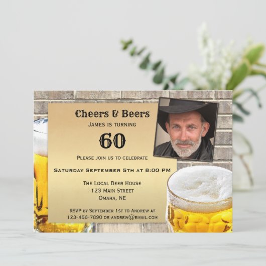 メンズビール誕生日パーティーへの招待 招待状 (スタンド正面)