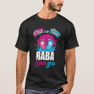 メンズピンクまたはブルーババ愛して赤ちゃん女の子を明かす Tシャツ