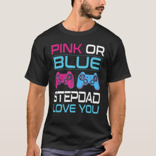 メンズピンクまたは青のジェンダーがビデオゲームの義父を明らかにする Tシャツ