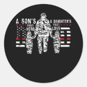 メンズファイア誇りを持ったファイターパパダディーファイアーマンパパファテ ラウンドシール (正面)