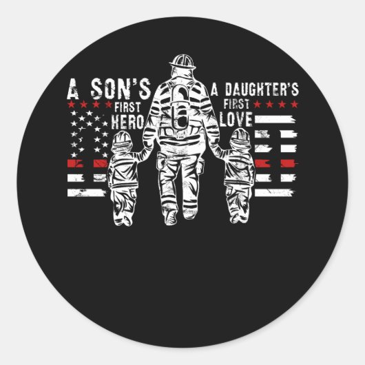 メンズファイア誇りを持ったファイターパパダディーファイアーマンパパファテ ラウンドシール (正面)