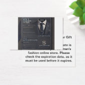 メンズファッションストアのオンラインギフト証明書 (デスク)