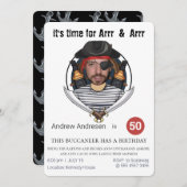 メンズファブパイレーツおもしろい誕生日追加顔素晴らし 招待状 (正面/裏面)