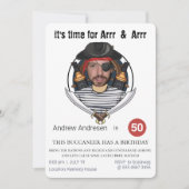 メンズファブパイレーツおもしろい誕生日追加顔素晴らし 招待状 (正面)