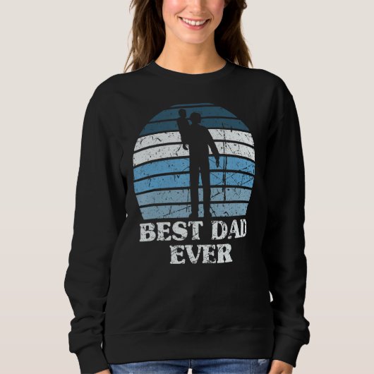 メンズファーザデー最高のパパエバーレトロサンセットファテ スウェットシャツ (正面)