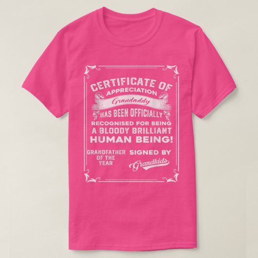 メンズファーザーズデイギフトPapa証明書グランダ Tシャツ (デザイン正面)