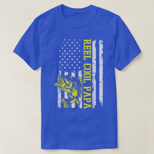 メンズファーザーズ日魚釣りフィッシャー米国国旗 Tシャツ (デザイン正面)