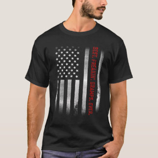 メンズファーザーズ最高のデーフリーキングランプスエバーアメリカ国旗 Tシャツ
