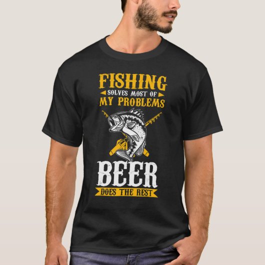 メンズフィッシャーマン魚釣りは私の問題のほとんどを解決 Tシャツ (正面)