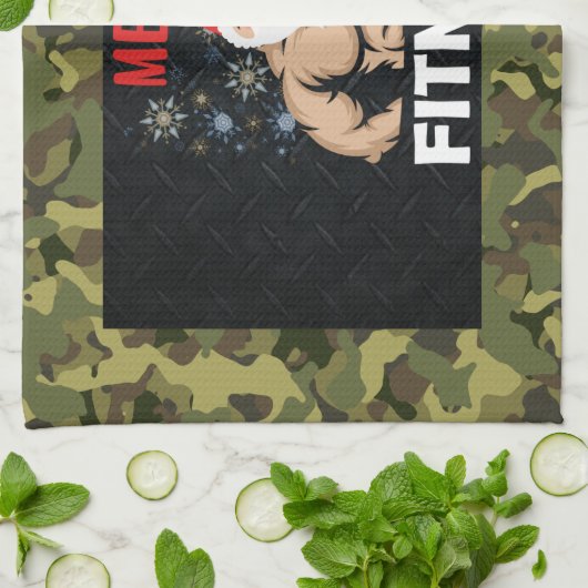 メンズフィッツマスクリスマス迷彩柄ウェイトリフティングジム キッチンタオル (折り畳み)