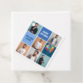 メンズフォトコラージュカスタムブルーバースデーパーティー フェイバータグ (インサイチュ)